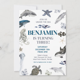 シーホエールシーライフ誕生日パーティーの下 招待状