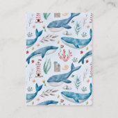 シーホエールブックの下で男の赤ちゃんのベビーシャワー エンクロージャーカード (裏面)