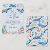 シーホエールブックの下で男の赤ちゃんのベビーシャワー エンクロージャーカード (正面/裏面)