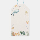 シーホエールボーイ赤ちゃんシャワーの下の中性アホイー ギフトタグ (裏面)