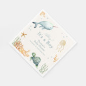 シーホエールボーイ赤ちゃんシャワーの下の中性アホイー スタンダードランチョンナプキン (角)