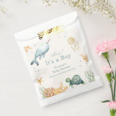 シーホエールボーイ赤ちゃんシャワーの下の中性アホイー フェイバーバッグ (封をした状態)