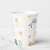 シーホエールボーイ赤ちゃんシャワーの下の中性アホイー 紙コップ (左)