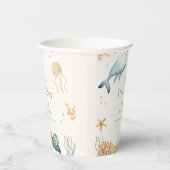 シーホエールボーイ赤ちゃんシャワーの下の中性アホイー 紙コップ (右)