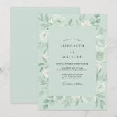 シーホワイト・芍薬の結婚式 招待状 (正面/裏面)