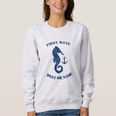 シーホースいかりファーストメイトボートまたはネームブルーグレー スウェットシャツ (正面)