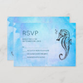 シーホースとシーシェル航海のウェディングRSVP 出欠カード (正面/裏面)