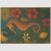 シーホースとハイビスカスの航海のファンタジーデコパージュ 薄葉紙 (正面)