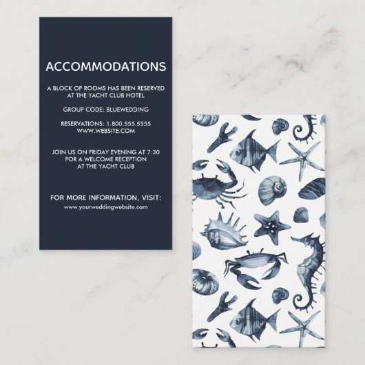 シーホースとヒトデ |の結婚ホテル宿泊施設 エンクロージャーカード (正面/裏面)