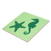 シーホースとヒトデ – ライムとエメラルドグリーン タイル (側面)