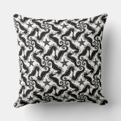 シーホースとヒトデ – 白黒パターン クッション (裏面)