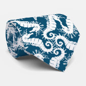 シーホースとヒトデ – 青い海洋生物模様 ネクタイ (ロール)