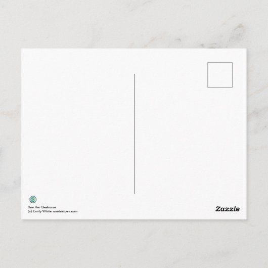 シーホースとピンクマーメイドファンタジーアートハガキ ポストカード (裏面)