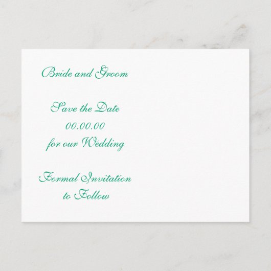 シーホースのエメラルド、サンゴの結婚式の日付を保存 案内ポストカード (裏面)