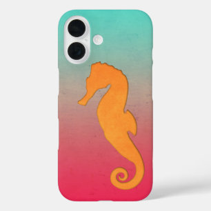シーホースのオレンジシルエットシンプル航海の iPhone 16ケース