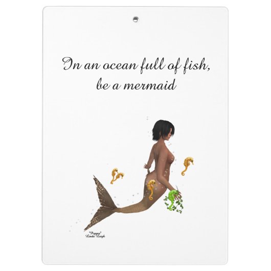 シーホースのクリップボードを持つ可愛い人魚 クリップボード (裏面)