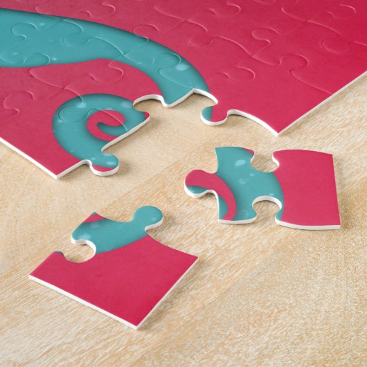 シーホースのシルエットターコイズアクア航海の ジグソーパズル (側面)