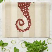 シーホースのシルエット キッチンタオル (折り畳み)