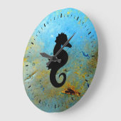 シーホースのシルエット ラージ壁時計 (傾斜)