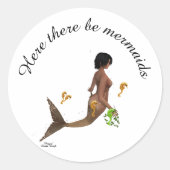 シーホースのシールが付いたかわいい人魚 ラウンドシール (正面)