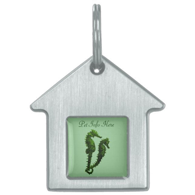 シーホースのダンス（緑） ペットネームタグ (正面)