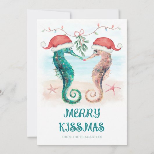 シーホースのミストレメリーートークスマスコースタルクリスマス シーズンカード (正面)