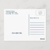 シーホースのロマンス、ビーチ結婚式の日付を保存 ポストカード (裏面)