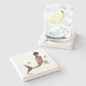 シーホースの石コースター付きの可愛い人魚 ストーンコースター (横)