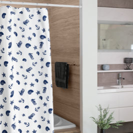 シーホースを使った海洋のモチーフ シャワーカーテン