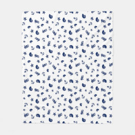 シーホースを使った海洋のモチーフ フリースブランケット