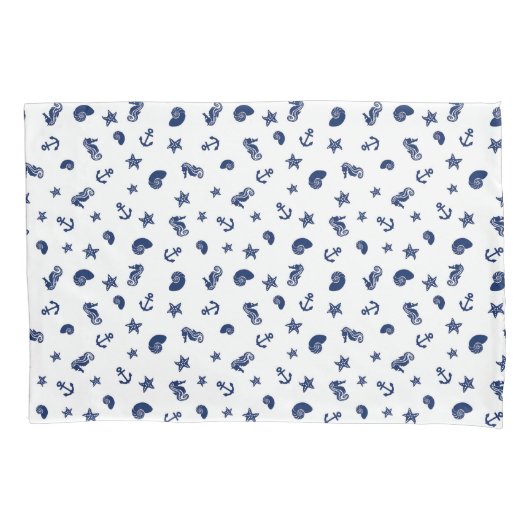 シーホースを使った海洋のモチーフ 枕カバー (正面)