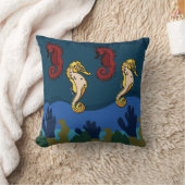 シーホースアンダーザシーコーラル沿岸ビーチ クッション (ブランケット)