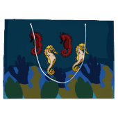 シーホースアンダーザシービーチ沿岸誕生日 ラージペーパーバッグ (裏面)