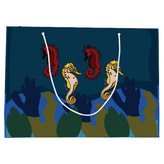 シーホースアンダーザシービーチ沿岸誕生日 ラージペーパーバッグ (裏面)