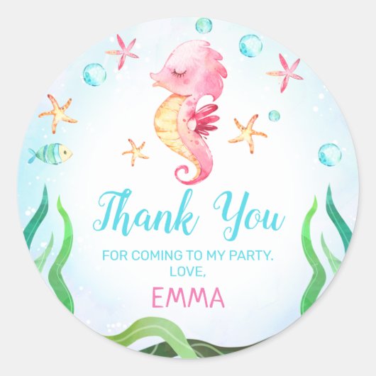 シーホースアンダーザシー誕生日シール ラウンドシール (正面)