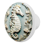 シーホースアールヌーボーフェイクレリーフ、 浮き彫り右向きミント セラミックノブ (右)