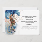 シーホースイラストレーションネイビー金ゴールド水色 招待状 (裏面)