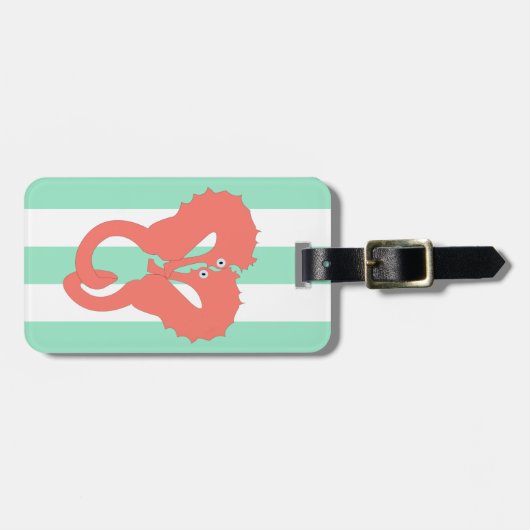 シーホースオンシーフオムグリーンストライプズ ラゲッジタグ (正面横)