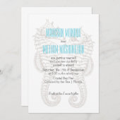 シーホースカップル夏ビーチ結婚式 招待状 (正面/裏面)