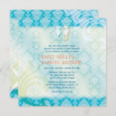 シーホースカップル宝石ダマスクビーチ結婚式 招待状 (正面/裏面)