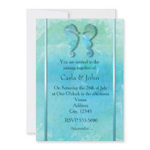 シーホースカップル水彩ビーチ結婚式招待状