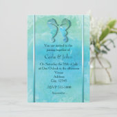 シーホースカップル水彩ビーチ結婚式招待状 招待状 (スタンド正面)