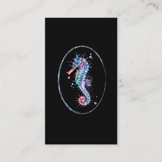 シーホースカラフルイラストレーション水中アート 名刺 (正面)