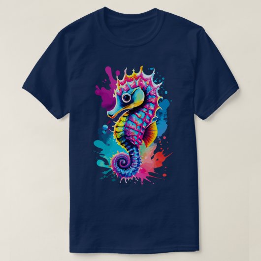 シーホースカラフルキュートシーホース海馬 Tシャツ (デザイン正面)