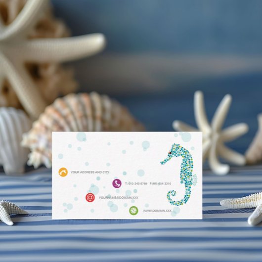 シーホースカラフルドット抽象芸術イラストレーションアート 名刺