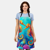 シーホースカラフルペアデザイン エプロン (着用した状態)