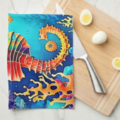 シーホースカラフルペアデザイン キッチンタオル (四つ折り)