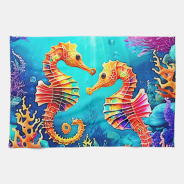 シーホースカラフルペアデザイン キッチンタオル