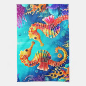 シーホースカラフルペアデザイン キッチンタオル (縦)