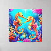 シーホースカラフルペアデザイン キャンバスプリント (正面)